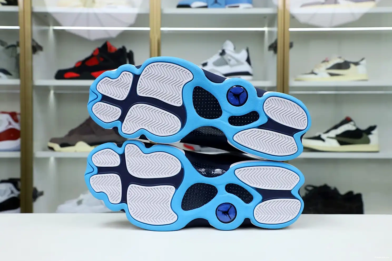 WHITE JORDAN POWDER BLUE Kimikick 414571-144 RETRO AIR 13 OBSIDIAN 0524